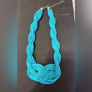 Turquoise Seed Beaded Twisted -Statement Necklace-Womans Jewelry